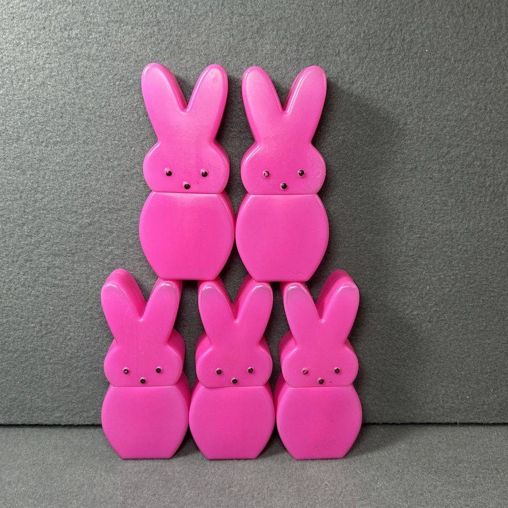 2009 PEEPS Pink Plastic Figures Lot Of 5 Easter Collectible Decor Just‎ Born Inc